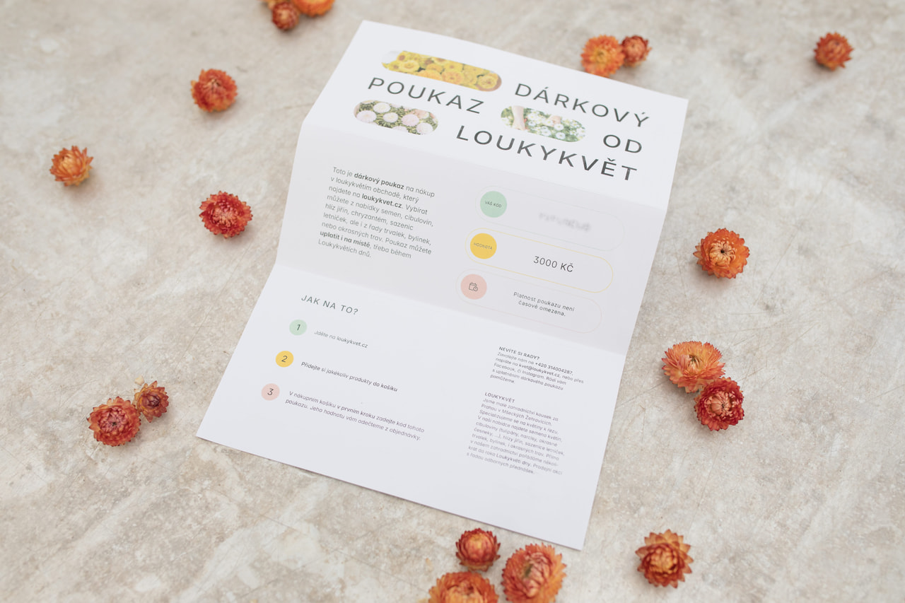 Elektronický dárkový poukaz na 3 000,- Kč, Loukykvět