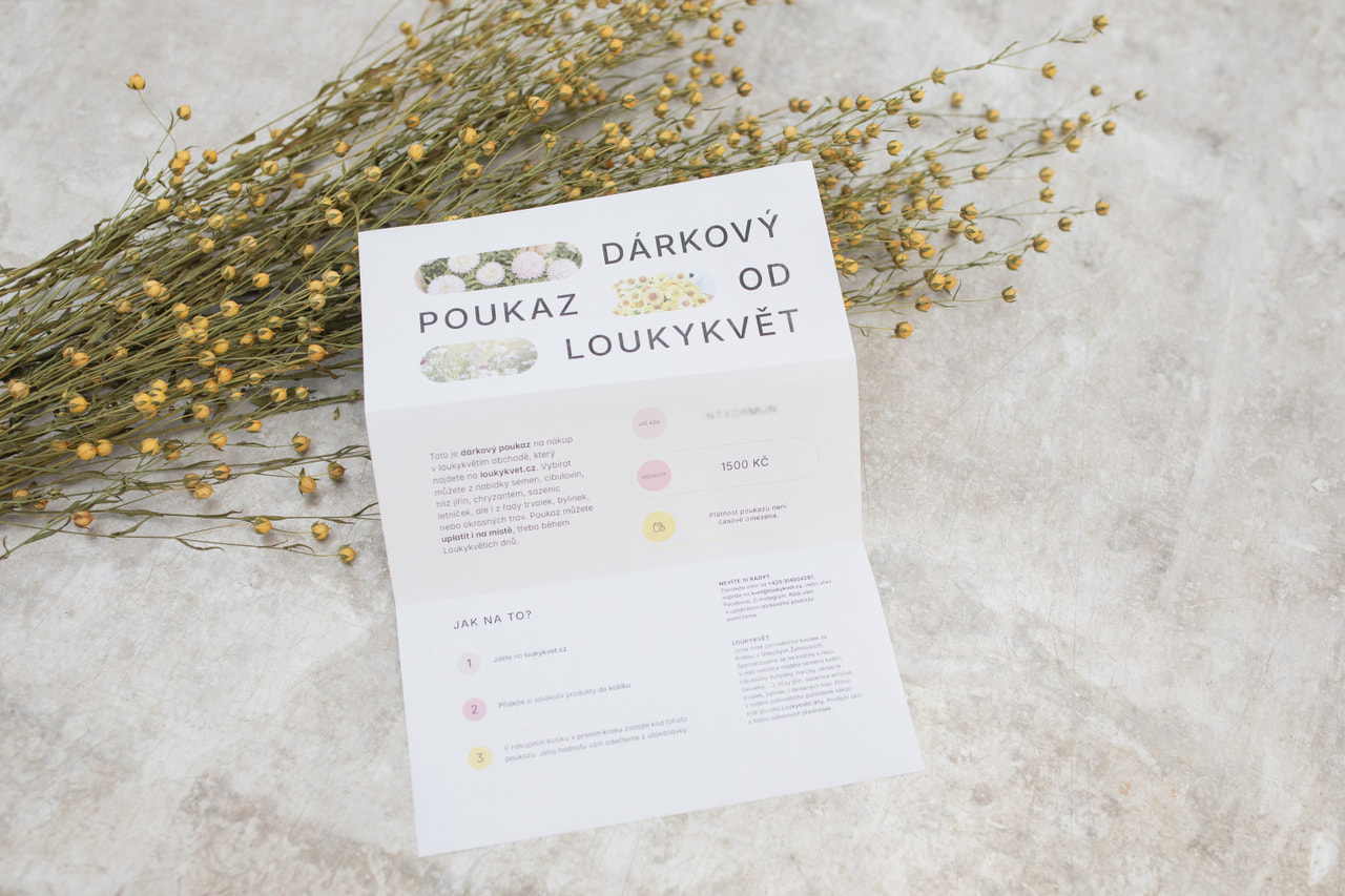 Elektronický dárkový poukaz na 1 500,- Kč, Loukykvět
