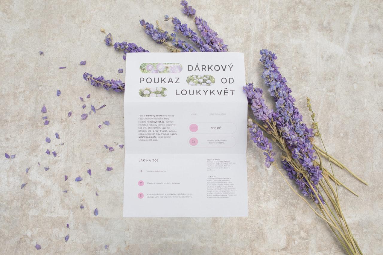 Elektronický dárkový poukaz na 100,- Kč, Loukykvět